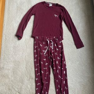 VS PINK Maroon Pajama Set